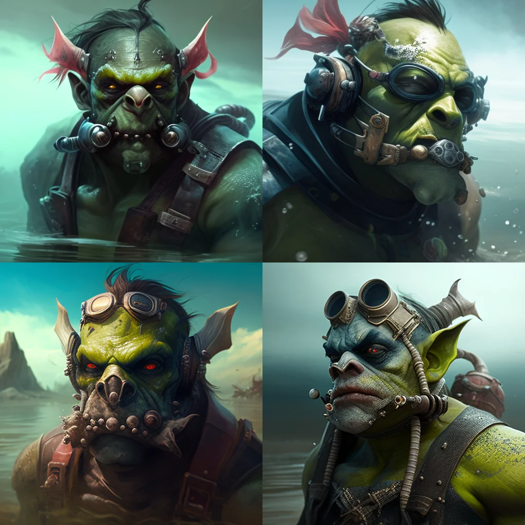 orc wearing a snorkel
